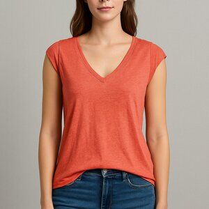 Ann Taylor LOFT Linen Coral Sleeveless Top